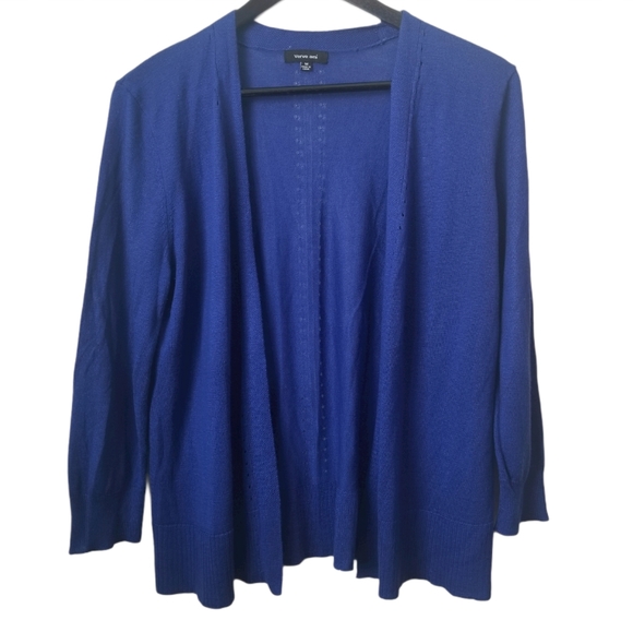 Verve ami women's blue open front fitted cardigan - Picture 1 of 10